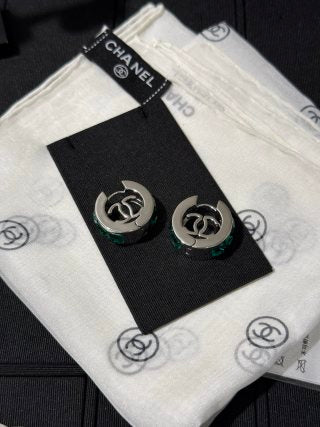 Chanel emerald and square-cut diamond earrings