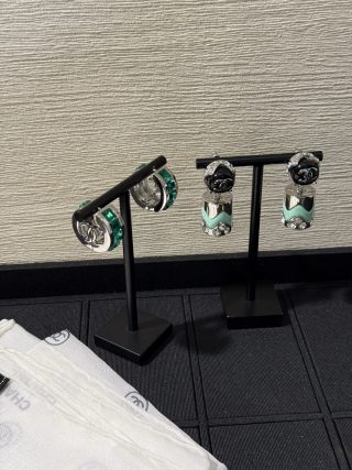 Chanel emerald and square-cut diamond earrings