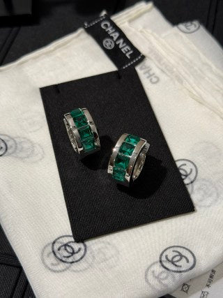 Chanel emerald and square-cut diamond earrings