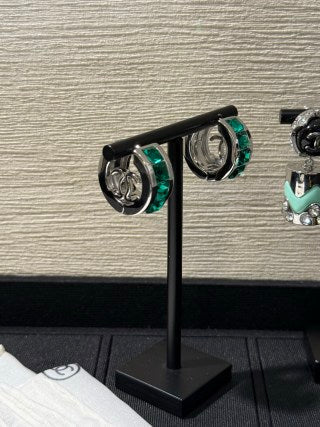 Chanel emerald and square-cut diamond earrings