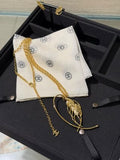 CHANEL Golden Wheat Tassel Pendant Necklace