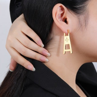 Louis Vuitton Signature Geometric Drop Stud Earrings