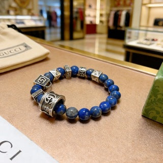 Gucci Blue Bead Interlocking G Charm Bracelet