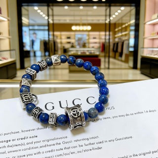 Gucci Blue Bead Interlocking G Charm Bracelet