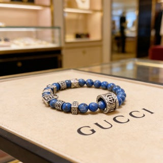 Gucci Blue Bead Interlocking G Charm Bracelet