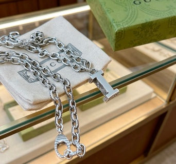Gucci Interlocking G Letter Pendant Chain Necklace