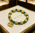 Gucci Emerald Bead GG Charm Bracelet