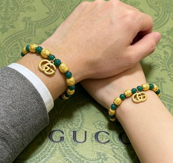 Gucci Emerald Bead GG Charm Bracelet
