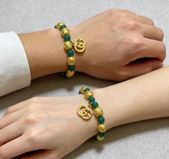 Gucci Emerald Bead GG Charm Bracelet