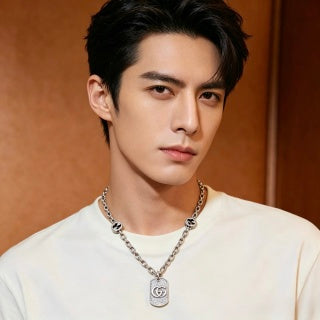 Gucci Crystal GG Tag Chain Necklace