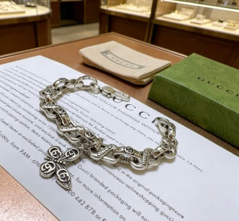 Gucci Interlocking G Butterfly Charm Chain Bracelet