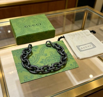 Gucci Blackened Interlocking Link Chain Bracelet