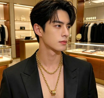 Gucci GG Oval Link Barrel Pendant Necklace
