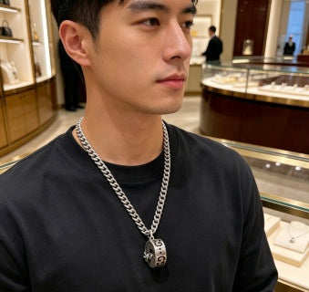 Gucci GG Monogram Orb Pendant Chain Necklace