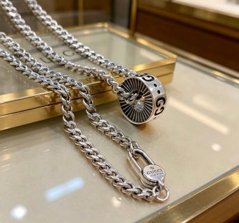 Gucci GG Monogram Orb Pendant Chain Necklace