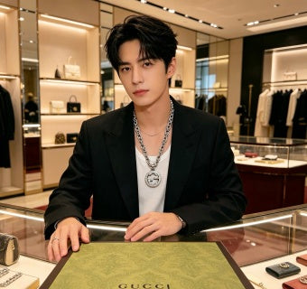 Gucci Crystal Interlocking G Pendant Chain Necklace