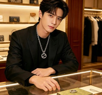 Gucci Crystal Interlocking G Pendant Chain Necklace