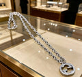 Gucci Crystal Interlocking G Pendant Chain Necklace