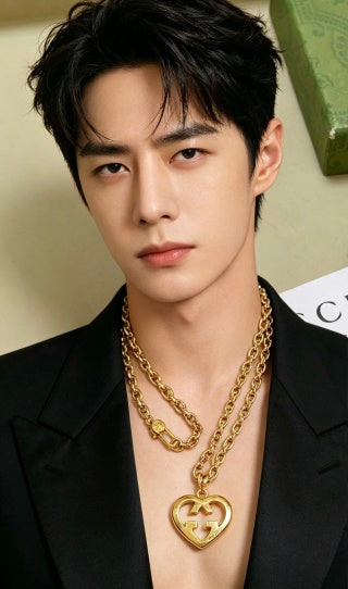 Gucci Heart Interlocking G Pendant Chain Necklace