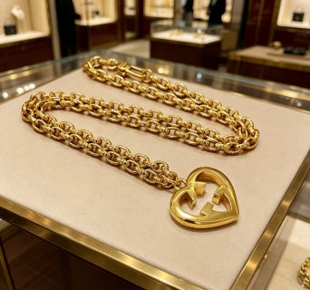 Gucci Heart Interlocking G Pendant Chain Necklace