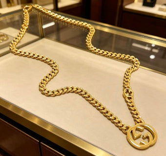 Gucci Interlocking G Long Chain Pendant Necklace