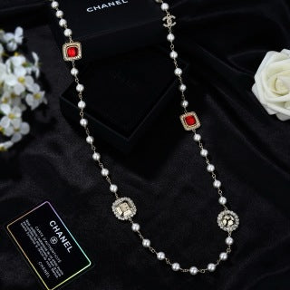 CHANEL Aurelia Pearl Ruby Charm Long Necklace
