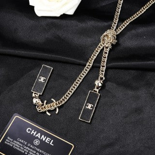 CHANEL Verena Silver Chain Tag Necklace