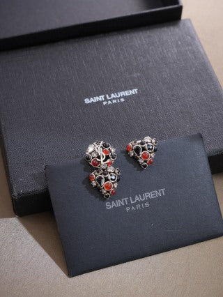 YSL Vintage Gemstone Mosaic Clip-On Earrings