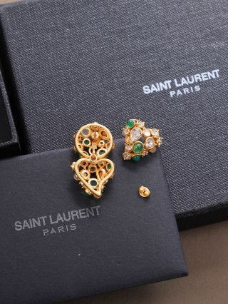 YSL Vintage Gemstone Mosaic Clip-On Earrings