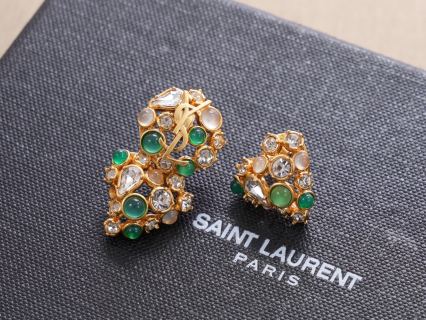 YSL Vintage Gemstone Mosaic Clip-On Earrings