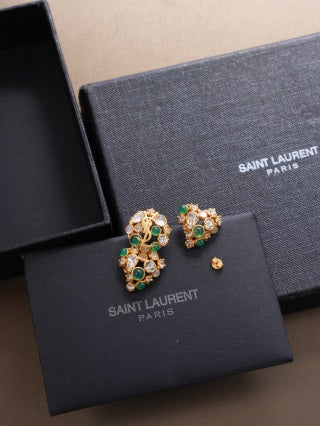 YSL Vintage Gemstone Mosaic Clip-On Earrings