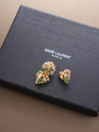 YSL Vintage Gemstone Mosaic Clip-On Earrings