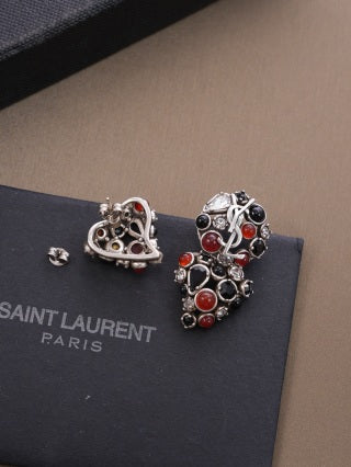 YSL Vintage Gemstone Mosaic Clip-On Earrings