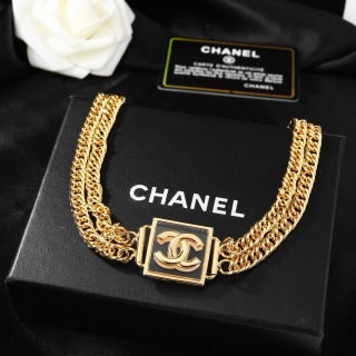 CHANEL Marcella Golden Chain Medallion Necklace