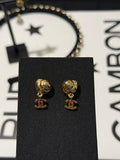 Chanel Gold Conch Shell Drop Earrings