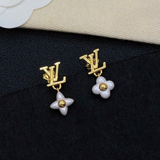Louis Vuitton Pearl Petal Monogram Drop Stud Earrings