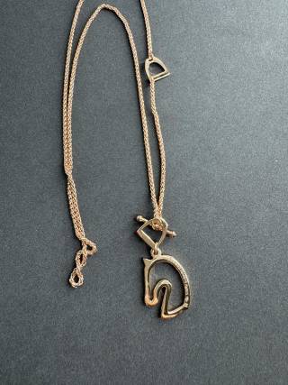 Hermès Scarlet Horse Pendant Double Chain Necklace