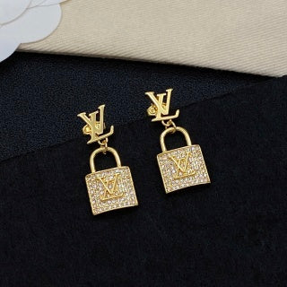 Louis Vuitton Padlock Pavé Charm Stud Earrings