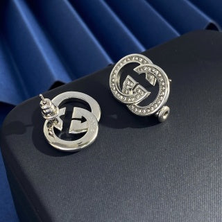 Gucci Interlocking G Crystal Oval Stud Earrings