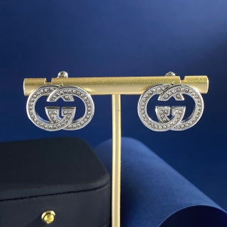 Gucci Interlocking G Crystal Oval Stud Earrings