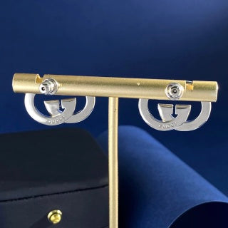 Gucci Interlocking G Crystal Oval Stud Earrings