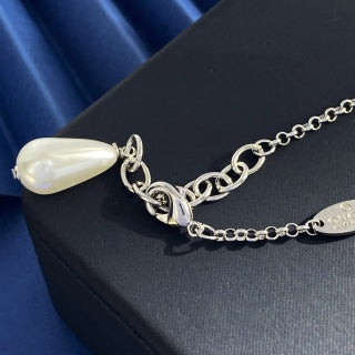 Gucci Interlocking G Pearl Drop Chain Bracelet