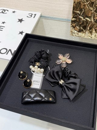Chanel Elegant Pearl Charm Hair Scrunchie