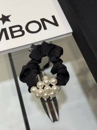 Chanel Elegant Pearl Charm Hair Scrunchie