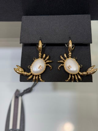 Chanel Gold-Tone Earrings with Crab and Shell Pearl