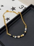 Chanel Black and Gold Enamel and Crystal Wave Short Necklace