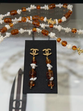 Chanel Amber Pearl CC Drop Earrings – Elegant Luxury Fashion Jewelry