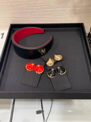 Chanel Red Enamel Gold Stud Earrings – Elegant Luxury Fashion Jewelry