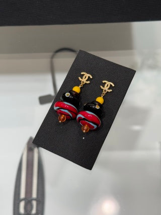 Chanel Colorful Bead CC Drop Earrings – Elegant Luxury Fashion Jewelry