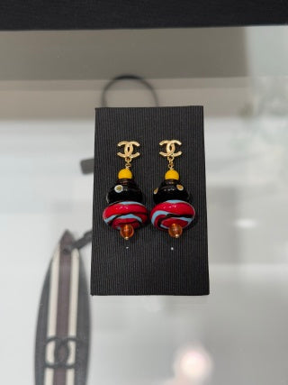 Chanel Colorful Bead CC Drop Earrings – Elegant Luxury Fashion Jewelry